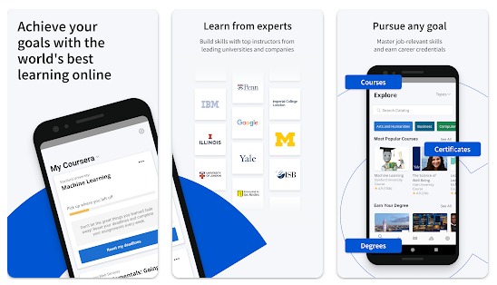 Coursera app, download for free