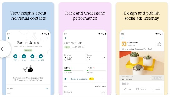 Mailchimp app, email campgaigns, app, download for free